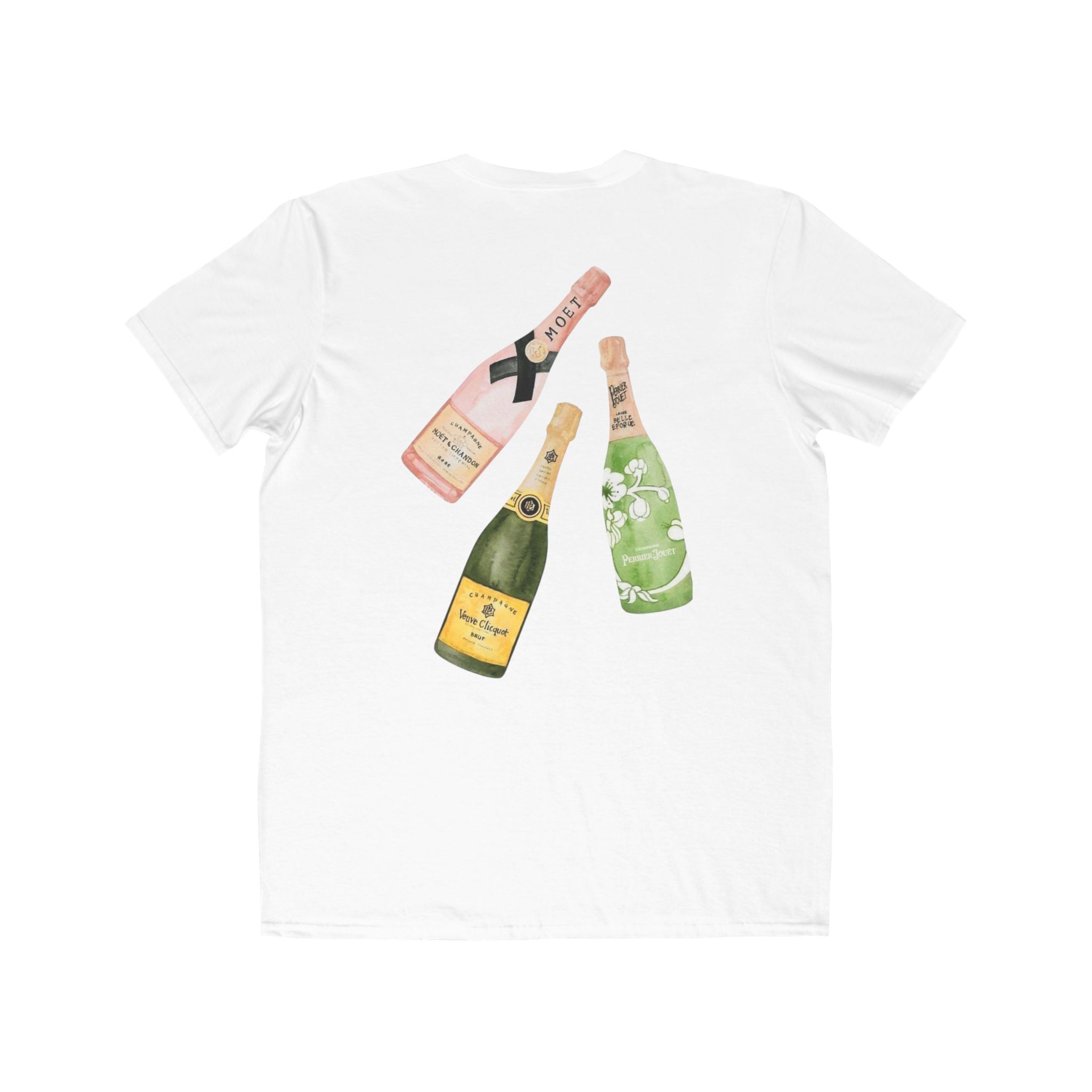 Champagne Palm Men's Tee — Minimal Palm Front & Champagne Bottle Back T-Shirt