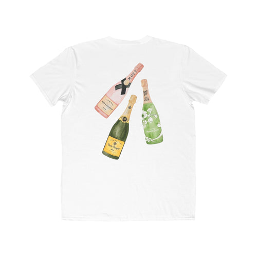 Champagne Palm Men's Tee — Minimal Palm Front & Champagne Bottle Back T-Shirt