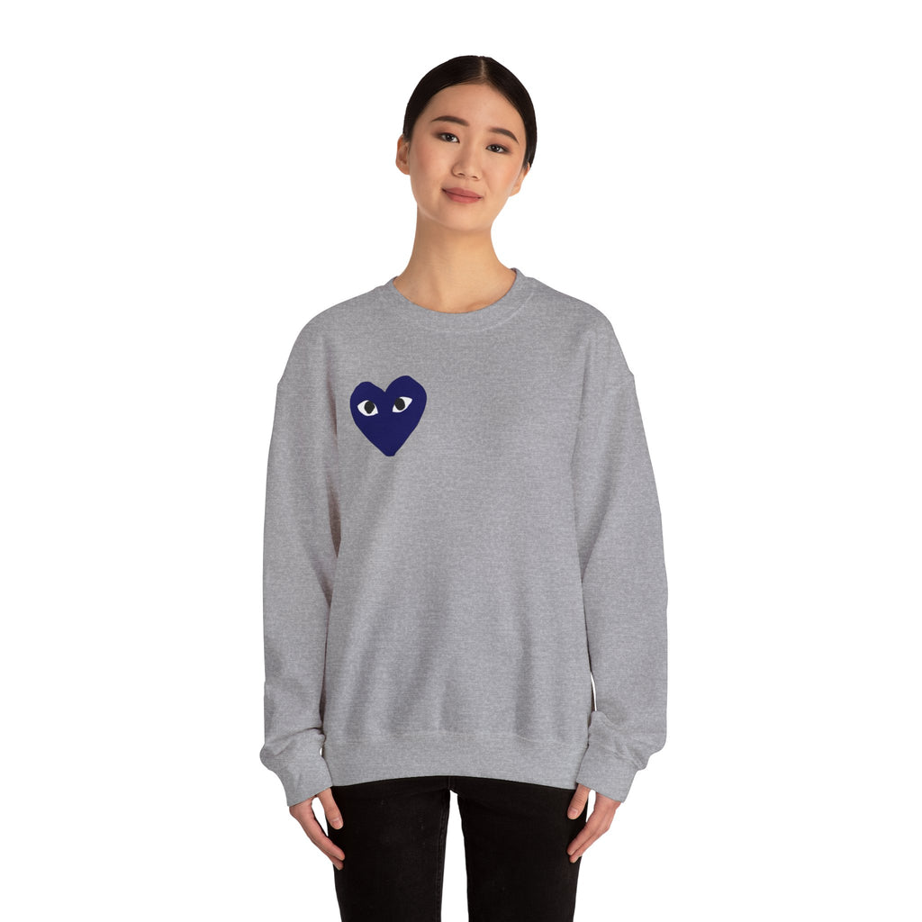 Heart-Eye Crewneck Sweatshirt with Disco Ball Back Graphic